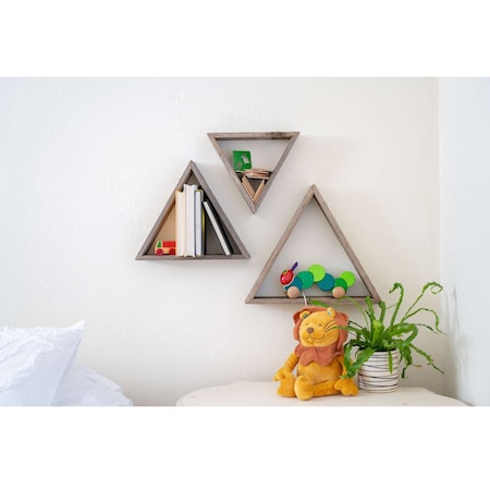 Barnwoodusa Rustic Farming Reclaimed Floating Wooden Triangle Shelves, Set of 3 672713217503